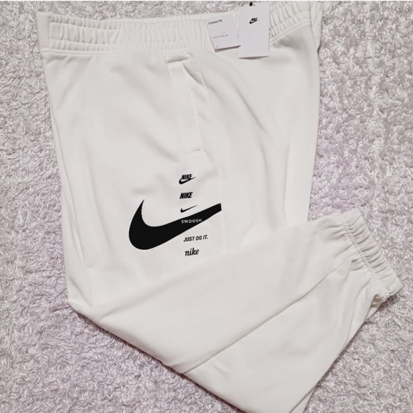Nike Pants & Jumpsuits Nike Womens White Black Sweatpants Loose Fit